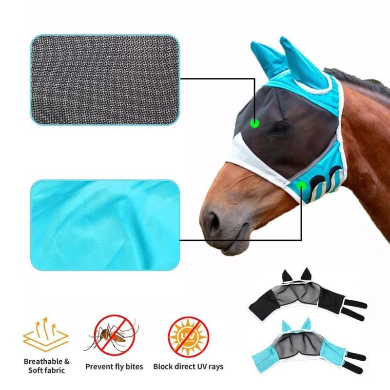 Horse Fly Mask,Extra Comfort Grip Soft Mesh Horse Fly Mask With Ears - Afbeelding 7