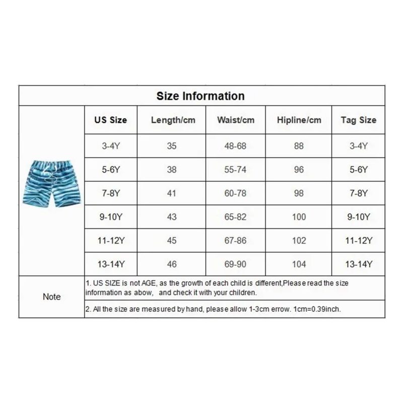 Kids Swim Short Pants Printed with 3 Pocket Drawstring Quick Dry Printed Elastic Beach Swim Shorts Sky Blue 5‑6 Years Old - Afbeelding 9