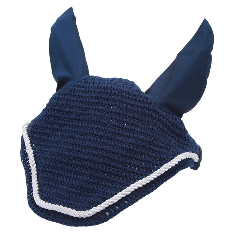 Horse Ear Bonnet Elastic Horse Ear Net Hand Crochet Horse Ear Muffs For Protect Ears Navy Blue - Afbeelding 5