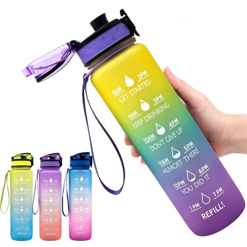 1L Tritan Water Bottle With Time Marker Bounce Cover Motivational Water Bottle Cycling Leakproof Cup For Sports Fitness Bottles - Afbeelding 4