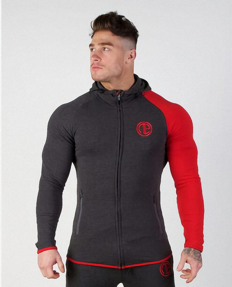 New muscle fitness bodyguard men running jogging jacket, zipper sweater - Afbeelding 7