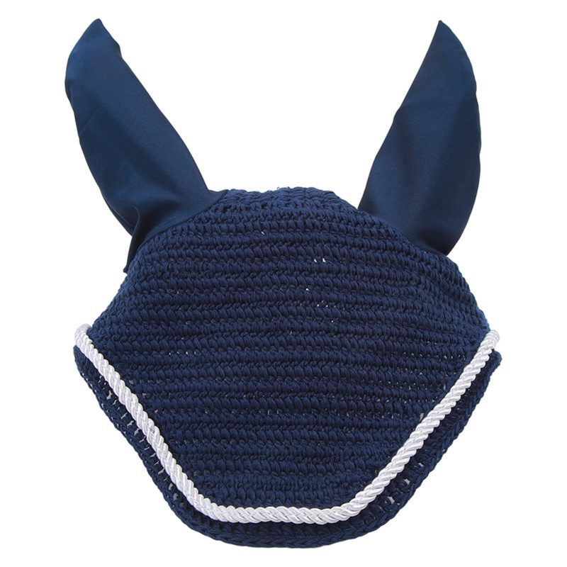 Horse Ear Bonnet Elastic Horse Ear Net Hand Crochet Horse Ear Muffs For Protect Ears Navy Blue - Afbeelding 7