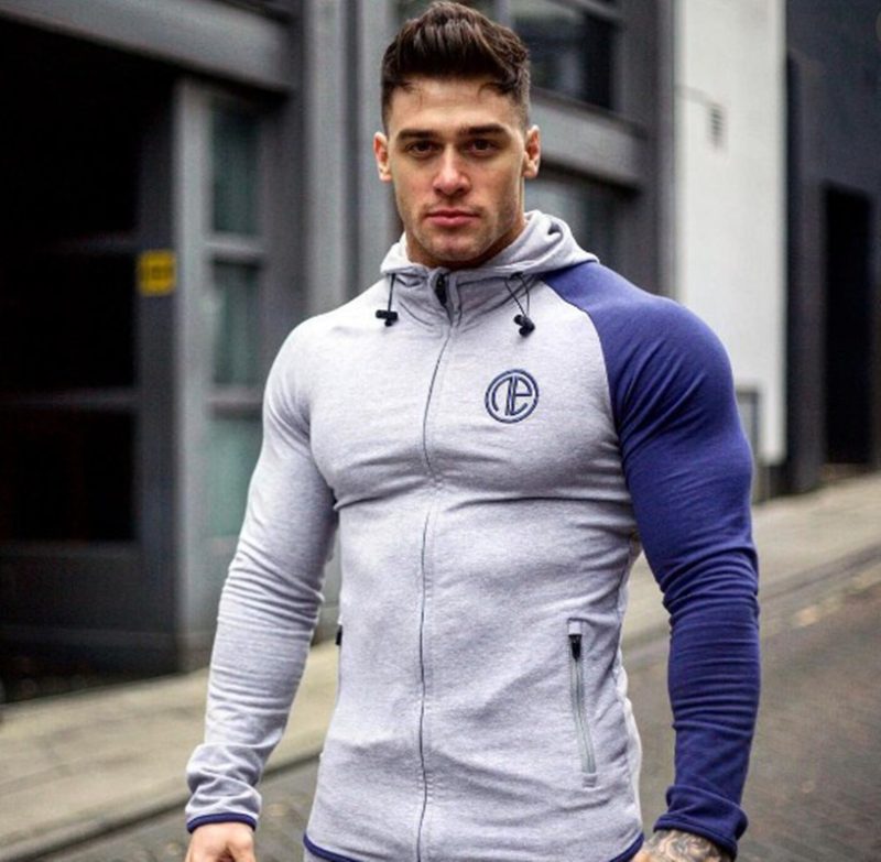 New muscle fitness bodyguard men running jogging jacket, zipper sweater - Afbeelding 5