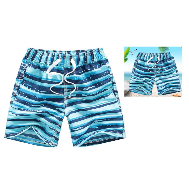 Kids Swim Short Pants Printed with 3 Pocket Drawstring Quick Dry Printed Elastic Beach Swim Shorts Sky Blue 5‑6 Years Old - Afbeelding 7