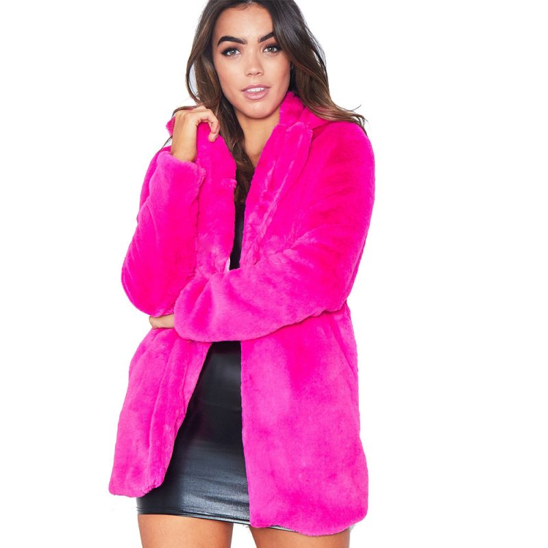 Faux Fur Coat Women Long Sleeve Warm Thick Wave Jackets Plus Size Coat Winter Black Yellow Rose Red Fur Coats Autumn - Afbeelding 5