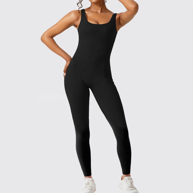 Women Sleeveless Flare Jumpsuits Fitness Yoga Long Pants - Afbeelding 2