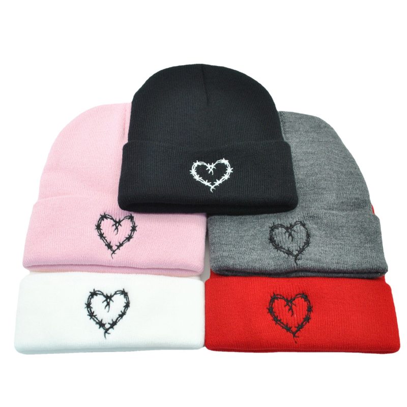 Outdoor Keep Warm Couple Heart-shaped Knitted Hat Women