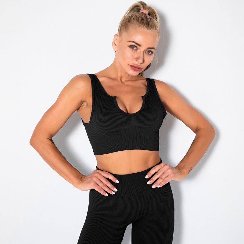 Women's Seamless Sports Bra Workout Crop Top Tank Tops For Women Longline Sports Bra Ribbed Crop Top Fitness - Afbeelding 4