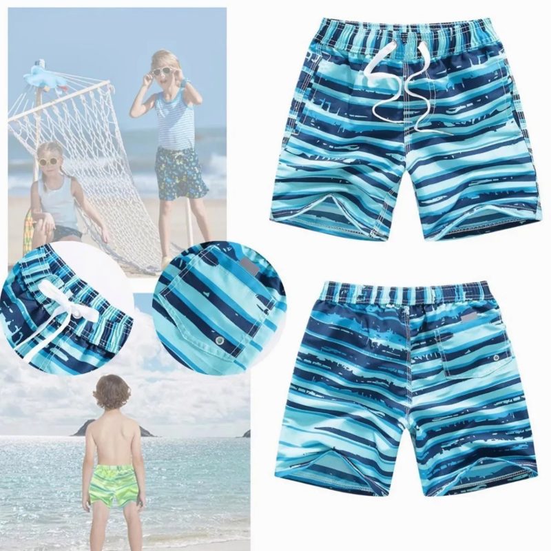 Kids Swim Short Pants Printed with 3 Pocket Drawstring Quick Dry Printed Elastic Beach Swim Shorts Sky Blue 5‑6 Years Old - Afbeelding 10