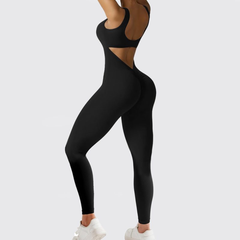 Women Sleeveless Flare Jumpsuits Fitness Yoga Long Pants - Afbeelding 3