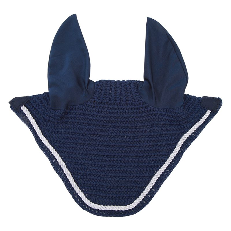 Horse Ear Bonnet Elastic Horse Ear Net Hand Crochet Horse Ear Muffs For Protect Ears Navy Blue