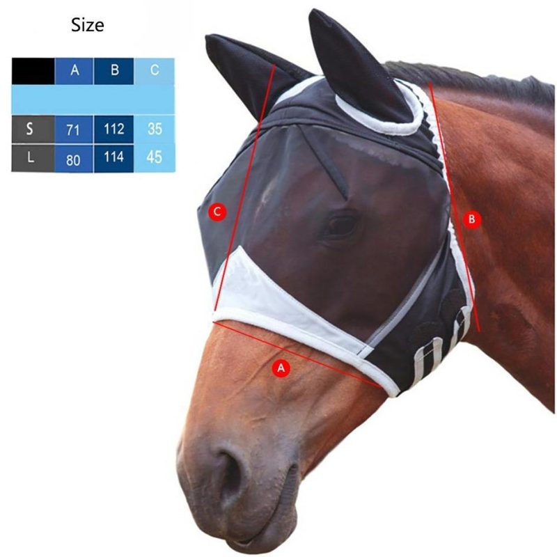 Horse Fly Mask,Extra Comfort Grip Soft Mesh Horse Fly Mask With Ears - Afbeelding 4