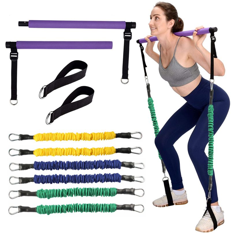 Adjustable Pilates Resistance Stick Sporting Goods