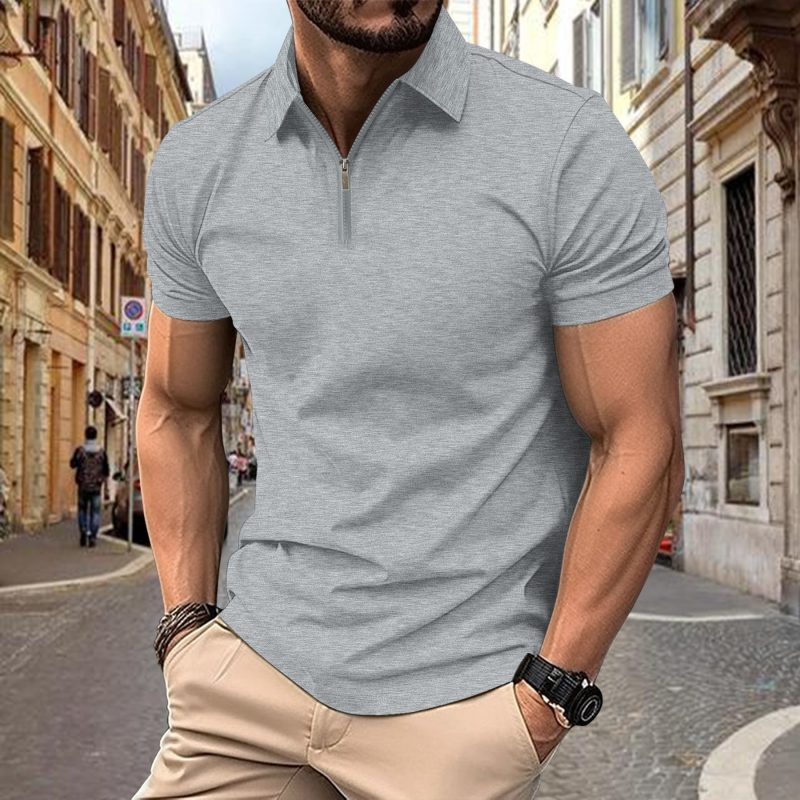 Zipper And Lapel Top Polo Shirt Men - Afbeelding 6