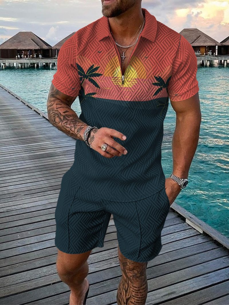 Polo Shirt Hawaiian Coconut Print Men Fashion Suit - Afbeelding 2