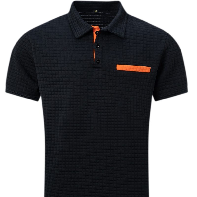 Button Jacquard Plaid Men's Sports Polo Shirt Men - Afbeelding 5