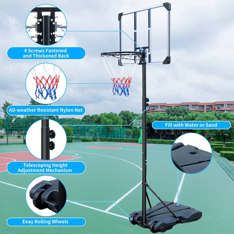 Portable Basketball Hoop Stand W Wheels 5.4ft  7ft For Indoor Outdoor Basketball - Afbeelding 3