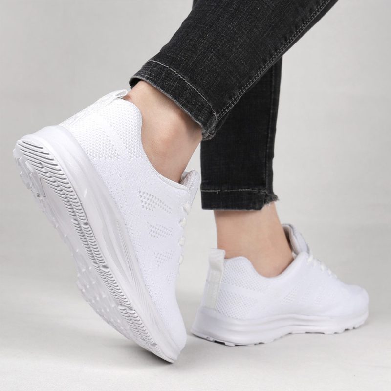 Black White Sneakers Women Lace Up Running Walking Shoes - Afbeelding 8