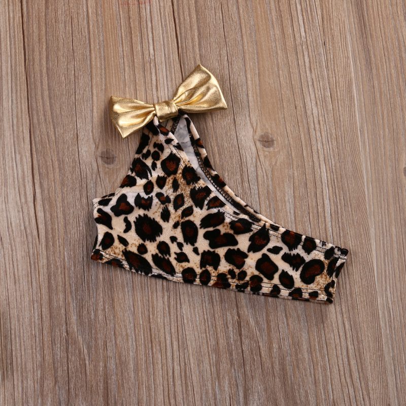 Hot Kids Baby Girls Pcs Swimwear Leopard Print One Shoulder - Afbeelding 8