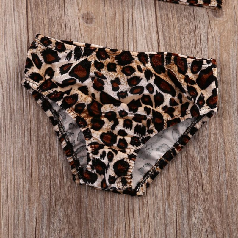 Hot Kids Baby Girls Pcs Swimwear Leopard Print One Shoulder - Afbeelding 6