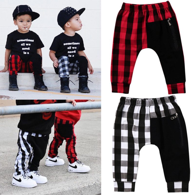 Pudcoco Boy Pants 1Y-6Y Fashion Toddler Kids Boys Plaid Bottom Pants Panty Harem Pants Trousers Casual - Afbeelding 4