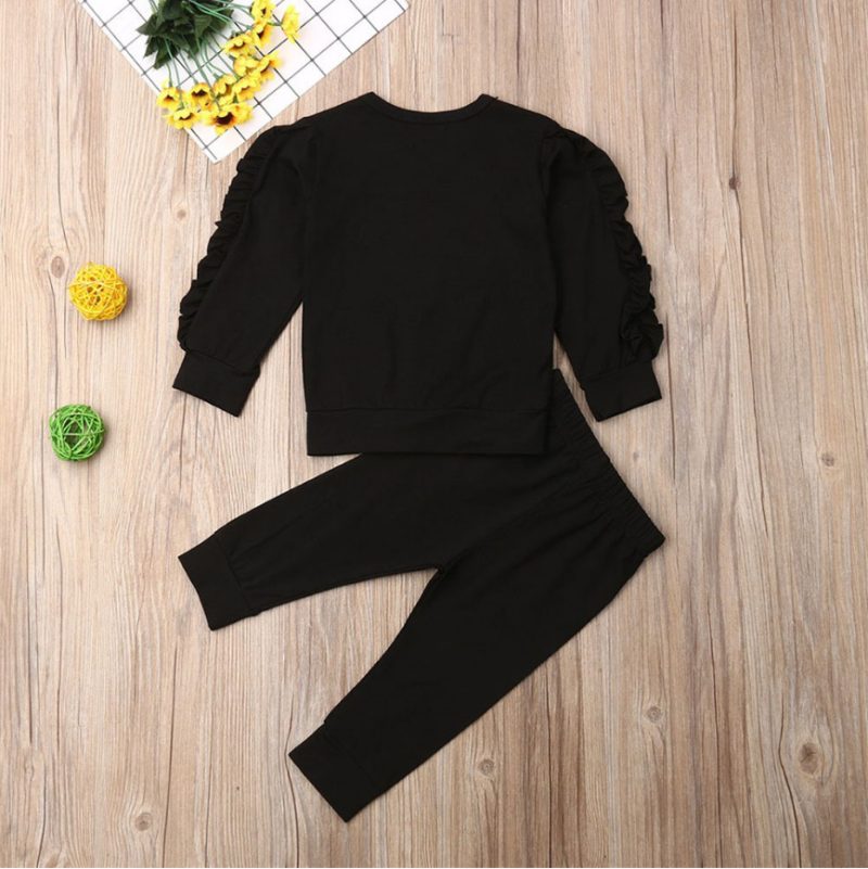 Newborn Baby Boys Girls Ruffles Jumper Solid Long Sleeve Sweatshirt Tops Pants Infant Kids 2Pcs Outfits Clothes Set Fall Clothes - Afbeelding 3