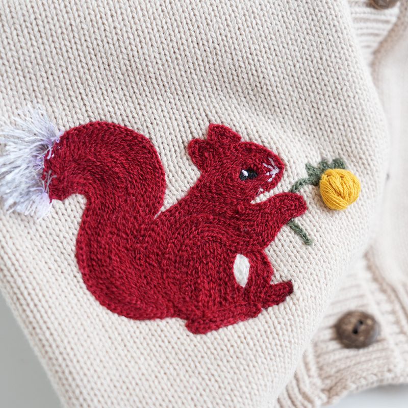 Knitwear Kids' Sweater Cotton Thread Clothing Squirrel Embroidery - Afbeelding 4