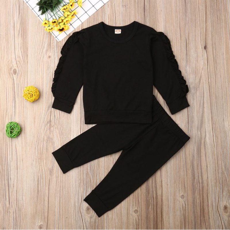 Newborn Baby Boys Girls Ruffles Jumper Solid Long Sleeve Sweatshirt Tops Pants Infant Kids 2Pcs Outfits Clothes Set Fall Clothes - Afbeelding 4