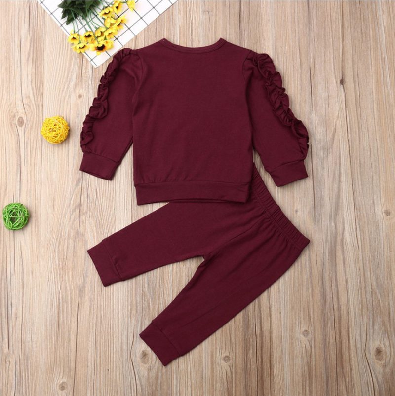 Newborn Baby Boys Girls Ruffles Jumper Solid Long Sleeve Sweatshirt Tops Pants Infant Kids 2Pcs Outfits Clothes Set Fall Clothes - Afbeelding 6