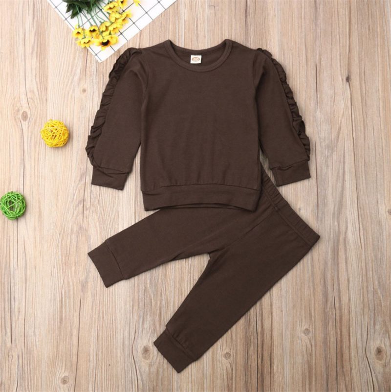 Newborn Baby Boys Girls Ruffles Jumper Solid Long Sleeve Sweatshirt Tops Pants Infant Kids 2Pcs Outfits Clothes Set Fall Clothes - Afbeelding 5