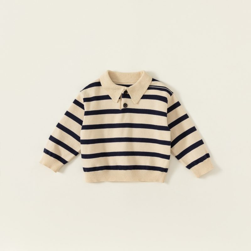 Kids' Sweater Polo Stripe Top Pullover Shirt - Afbeelding 2