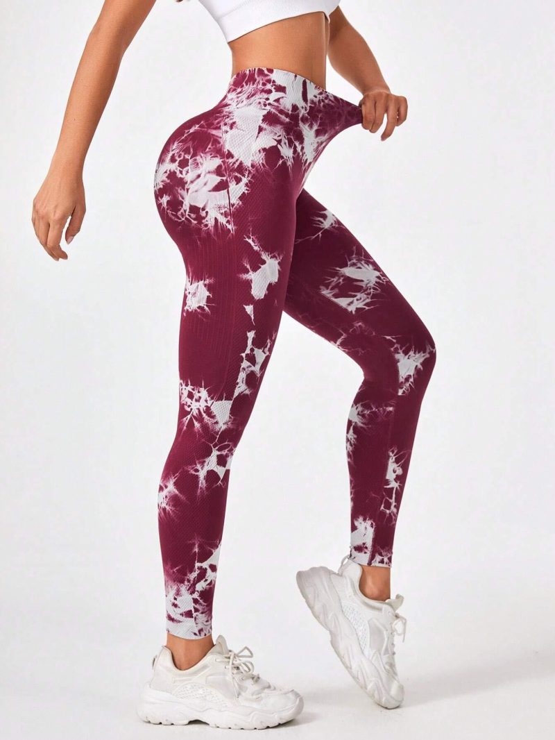 Tie Dye Workout Seamless Leggings For Women High Waist Gym Leggings Yoga Pants, Seamless Leggings For Women High Waist Yoga Pants, Scrunch Butt Lifting Elastic Tights - Afbeelding 8