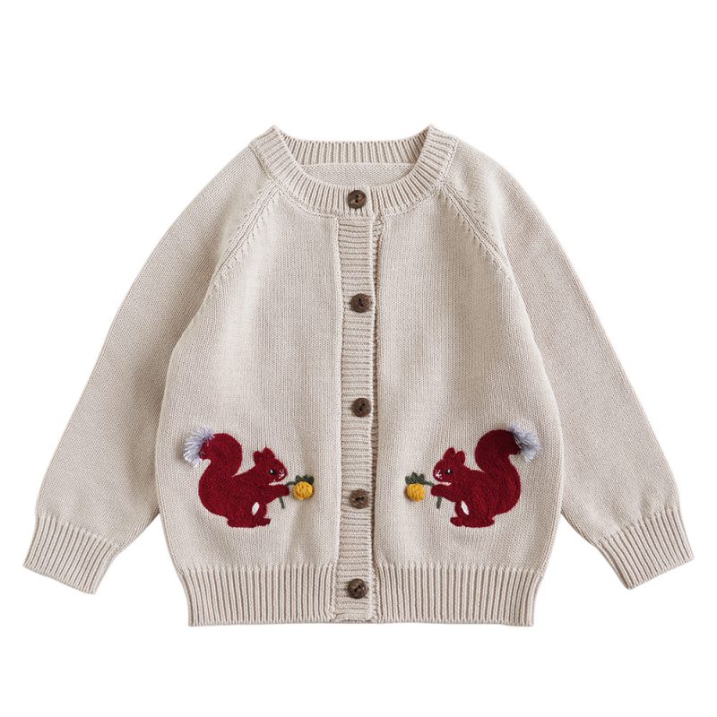 Knitwear Kids' Sweater Cotton Thread Clothing Squirrel Embroidery - Afbeelding 5