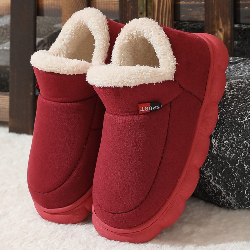 Winter Plush Cotton Shoes Women Men Warm Suede House Shoes For Parents Solid Color Thick-soled Garden Shoes Outdoor - Afbeelding 7