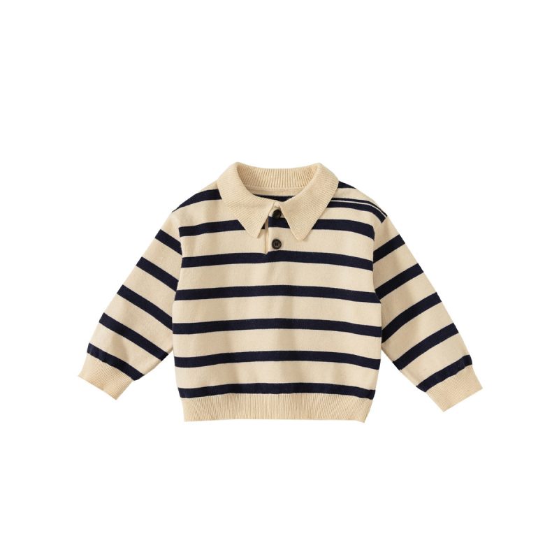 Kids' Sweater Polo Stripe Top Pullover Shirt - Afbeelding 3