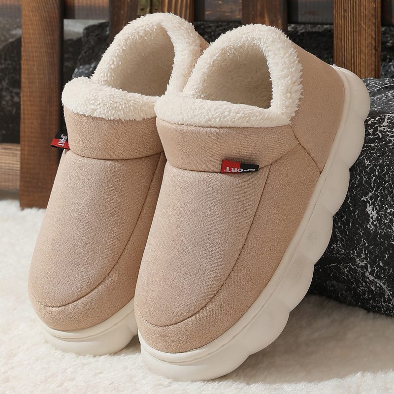 Winter Plush Cotton Shoes Women Men Warm Suede House Shoes For Parents Solid Color Thick-soled Garden Shoes Outdoor - Afbeelding 8