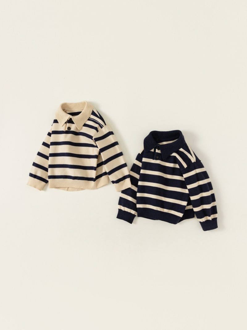 Kids' Sweater Polo Stripe Top Pullover Shirt - Afbeelding 5