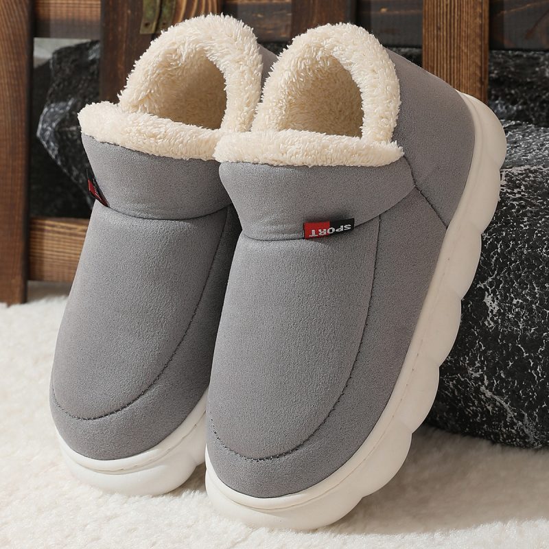 Winter Plush Cotton Shoes Women Men Warm Suede House Shoes For Parents Solid Color Thick-soled Garden Shoes Outdoor - Afbeelding 9