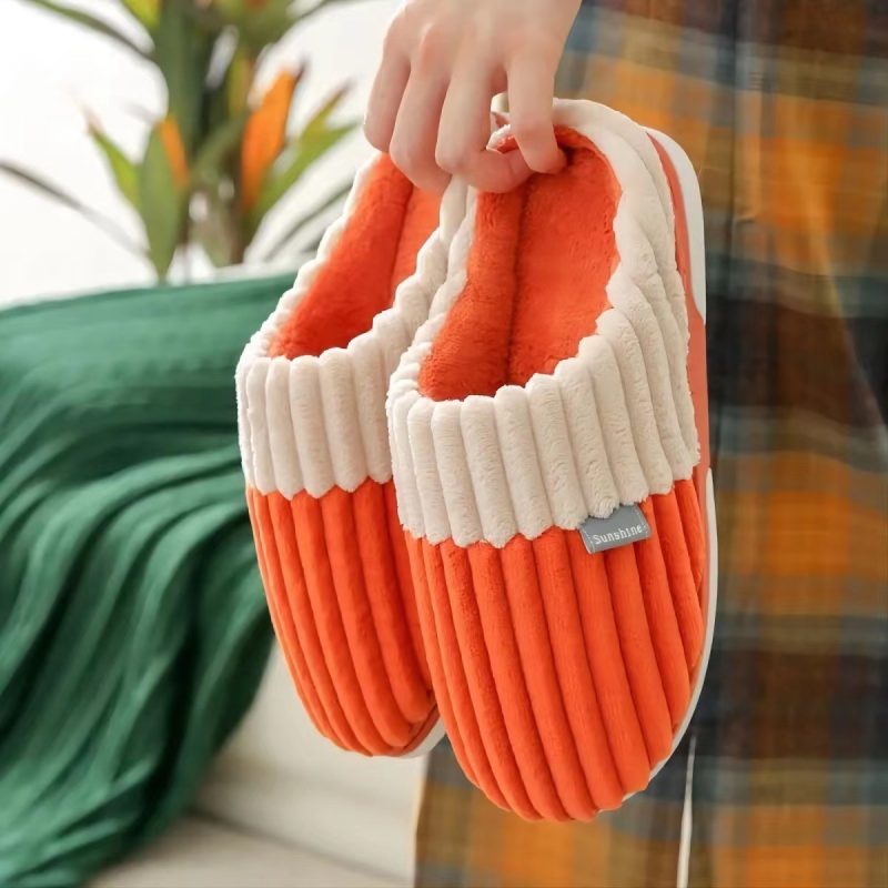 Unisex Winter Slippers Corduroy Shoes Couples Bedroom Slippers Women Men - Afbeelding 3