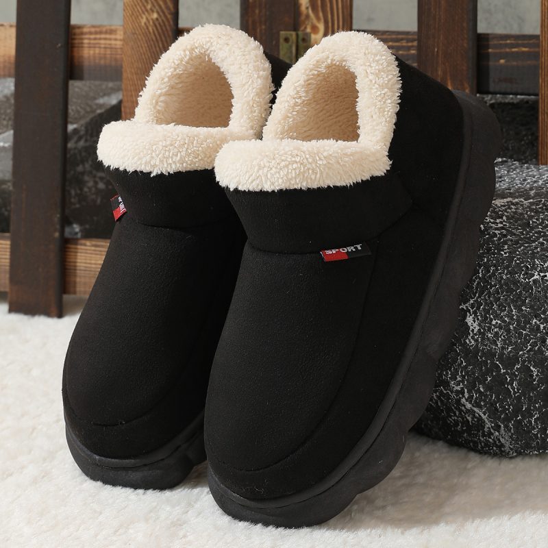 Winter Plush Cotton Shoes Women Men Warm Suede House Shoes For Parents Solid Color Thick-soled Garden Shoes Outdoor - Afbeelding 5